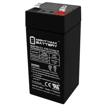 Mighty Max Battery 4 Volt 4.5 Ah SLA Replacement Battery for Powersonic PS-445 MAX3942382